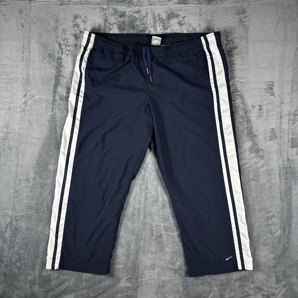Nike Track Pants Mens XL Navy Blue White Stripe Athletic Joggers
